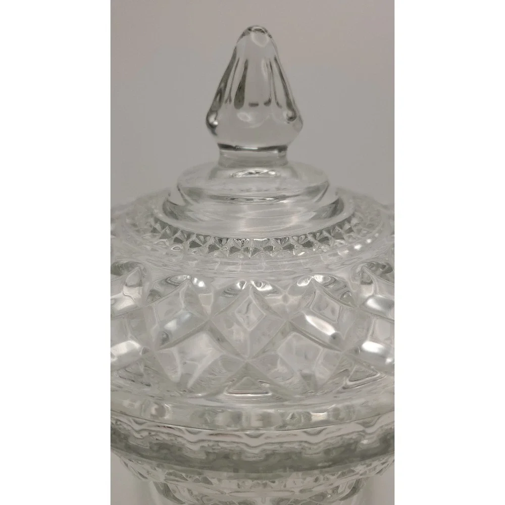 #3 Anchor Hocking Wexford LARGE Clear Glass Covered Candy Dish with Lid, Vintage
